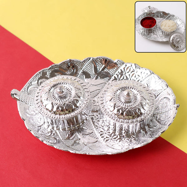 Leaf Shape Special Puja Thali (1 Pc / Mix Design)
